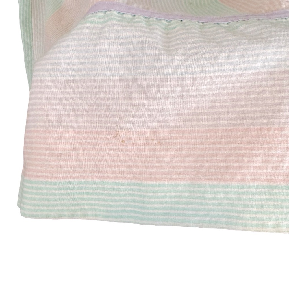 VINTAGE Komar Pastel Pink Green Purple Striped Cotton Midi Mumu Housedress - Picture 7 of 8